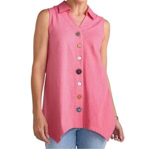 Soft Surroundings Women's‎ Danielle Button Sleeveless Tunic Sz XL
